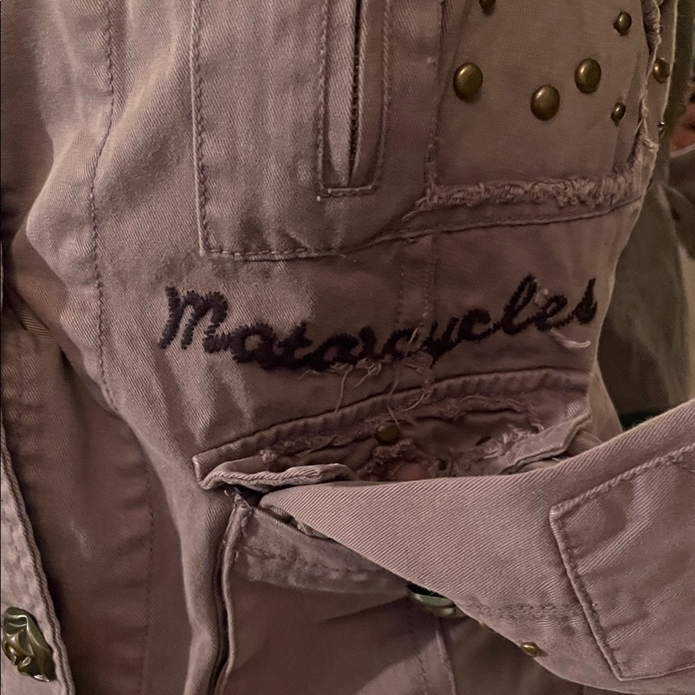 Embroidered Utility Jacket in Purple - Picture 5 of 10